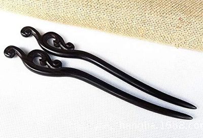 Myhsmooth Zz-bg-swish 2 Count Hair Sticks Natural Ebony (Black Sandalwood) Handmade Carved Hair Clip Shawl Hair Pins Pack of 2 Pcs :Satisfied Wish
