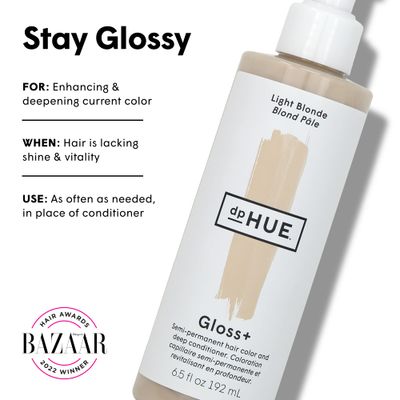 dpHUE Gloss+, Light Blonde - 6.5 oz (8-12 Applications) - Semi-Permanent Hair Color &amp; Conditioner - Lasts Up to Eight Washes - Paraben, SLS &amp; SLES Sulfate Free - Vegan, Leaping Bunny Certified