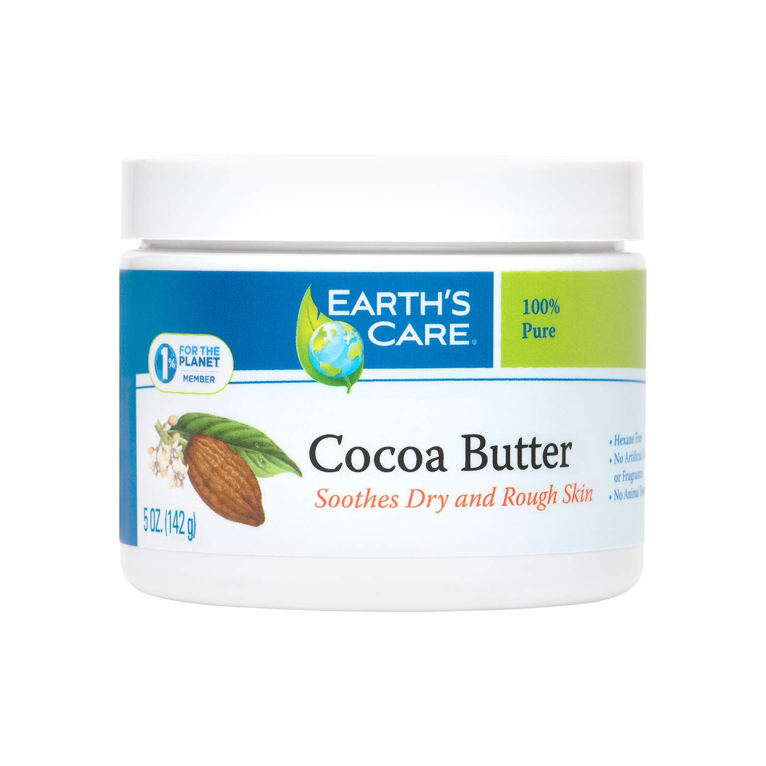 Earth&#39;s Care Cocoa Butter - Pure Raw Natural Cocoa Butter for Body, Hair and DIY Projects 5 OZ