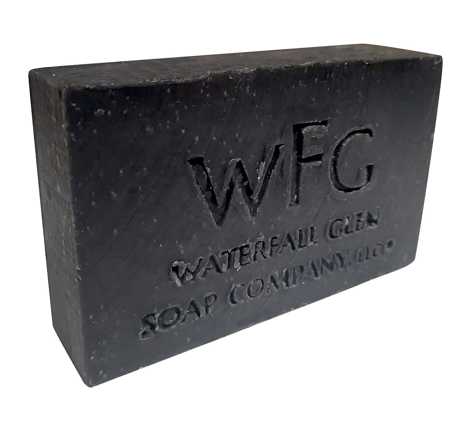 WFG WATERFALL GLEN SOAP COMPANY, LLC, Pitch Dark - not for wimps, activated charcoal soap, body soap, natural vegan soap, enriched with cocoa butter