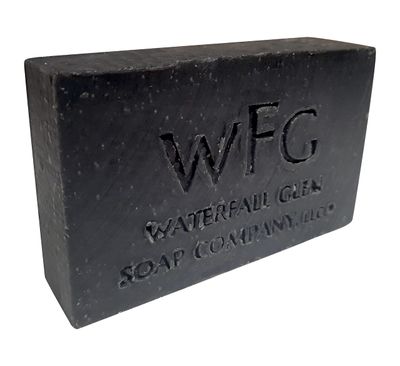 WFG WATERFALL GLEN SOAP COMPANY, LLC, Pitch Dark - not for wimps, activated charcoal soap, body soap, natural vegan soap, enriched with cocoa butter