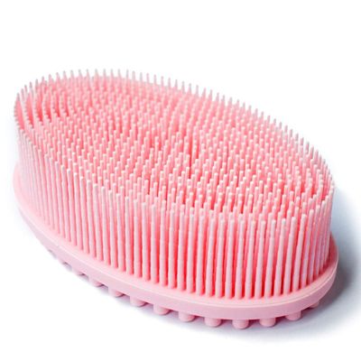 Exfoliating Silicone Body Scrubber Silicone Bath Brush Glowing Skin Silicone Shower Loofah for Gentle Exfoliating Long Lasting Lathers Well &amp; More Hygienic Than Traditional Loofah Body Brush (Pink)
