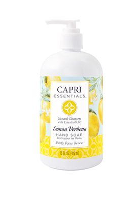 CAPRI ESSENTIALS Lemon Verbena Natural Hand Soap - Liquid Hand Soap with Essential Oils - Plant-Based Liquid Soap - Chemical-Free Hand Wash Soap - Relaxing Natural Soap for Men &amp; Women (16 oz)