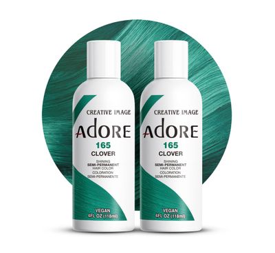 Adore Semi Permanent Hair Color - Vegan and Cruelty-Free Green Hair Dye - 4 Fl Oz - 165 Clover (Pack of 2)