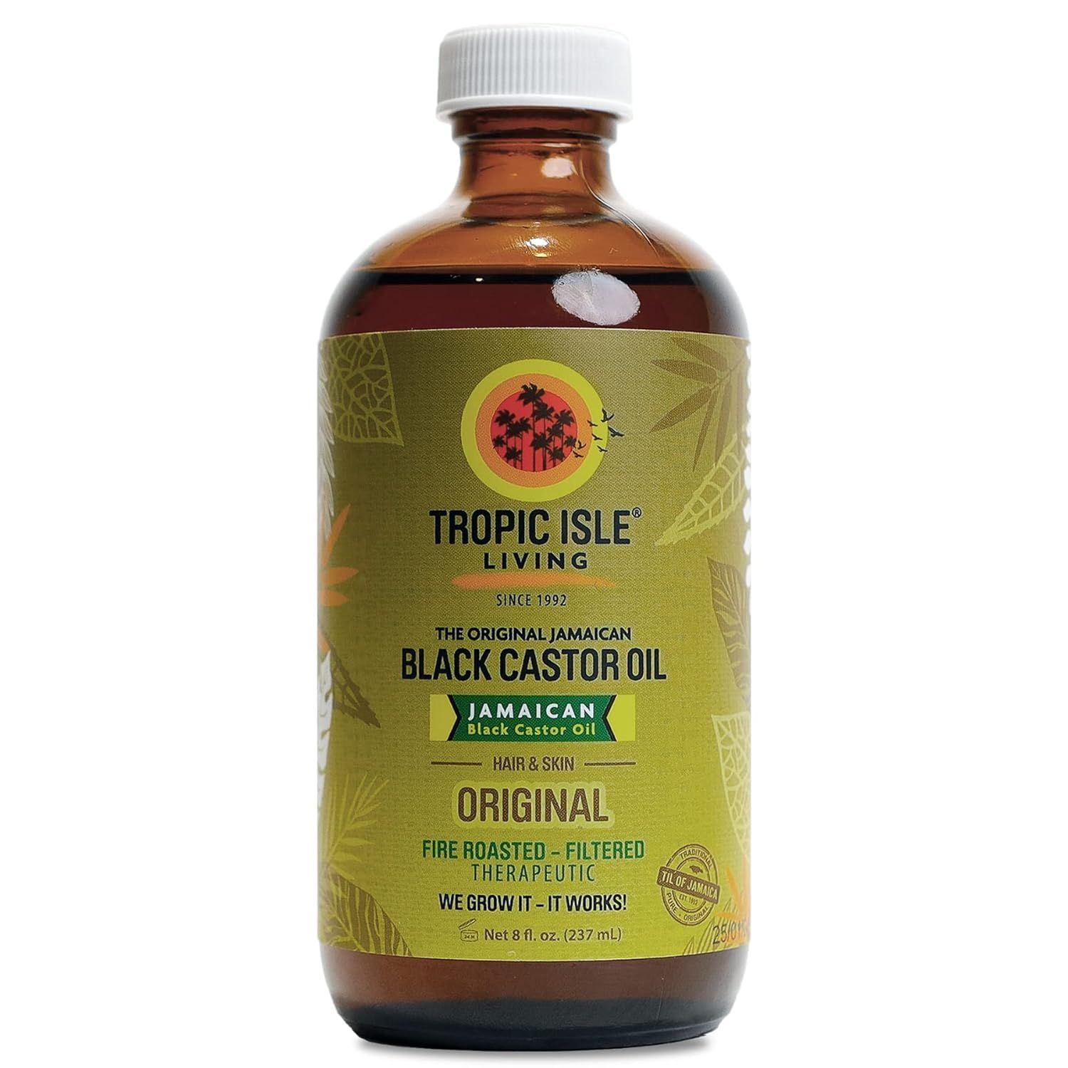 Tropic Isle Living Jamaican Black Castor Oil 8oz - For Hair Growth, Skin Conditioning, Eyebrows &amp; Eyelashes, Scalp and Nail Care. Strengthen, Moisture &amp; Repair