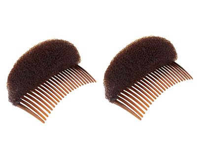 2Pcs Long 3inch Women Girls Retro Elegant Style Comb Foam Sponge Foam Hair Clips Bump It Up Decoration Hair Barrette Basic Styling Accessories Hairpin For Bridal Wedding Party Beach Holiday(Brown)