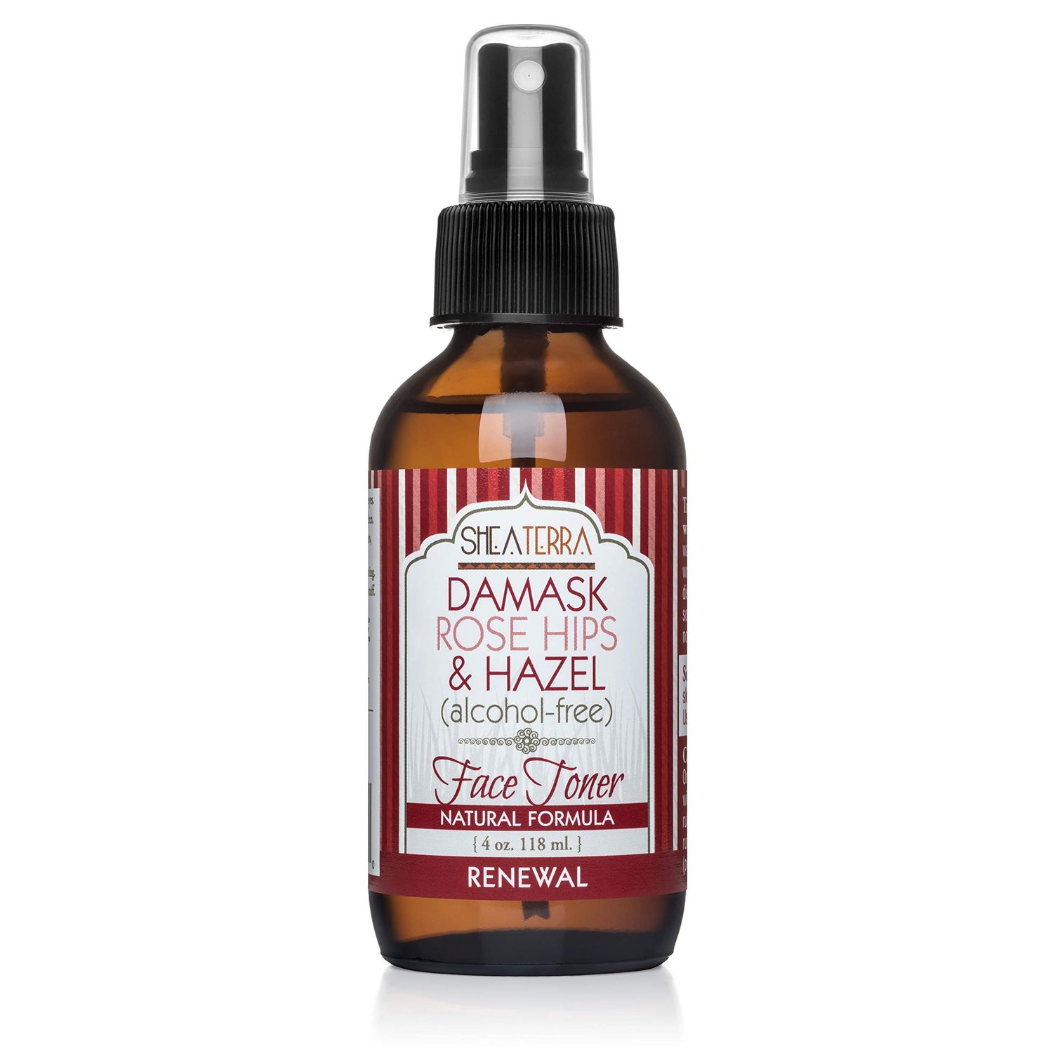 Shea Terra Organics Beauty Water, Toner &amp; Face Mist - Damask Rose HIPS &amp; Hazel | Natural Daily Hydrating Toner with Anti-Aging Rose &amp; Witch Hazel to Soothe &amp; Cleanse Inflamed Skin &amp; Fight Acne - 4 oz