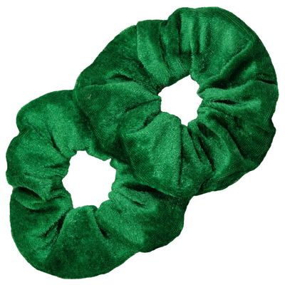 Kenz Laurenz Hair Scrunchies - 2 Velvet Hair Ties for Women Girls, Green, St Patricks Day Accessories, Clover Gift Packs Scrunchie Pack