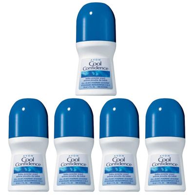 Avon Cool Confidence Baby Powder Scent, Deodorant, 1.7 Fl Oz (Pack of 5)
