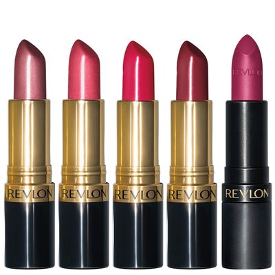 Revlon Super Lustrous 5-Piece Lipstick Gift Set, High Impact, Moisturizing, 460 Blushing Mauve &amp; 430 Soft Silver Rose (Pearl), 775 Super Red &amp; 777 Vampire Love (Cream), 025 Insane (Matte), 0.75 Oz