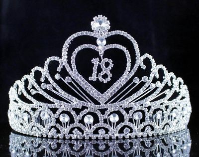 Janefashions EIGHTEEN YEARS OLD 18 BIRTHDAY PARTY RHINESTONE TIARA CROWN HAIR COMBS T2305