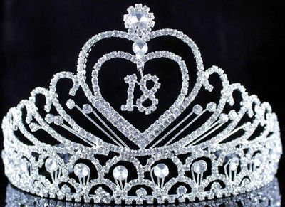 Janefashions EIGHTEEN YEARS OLD 18 BIRTHDAY PARTY RHINESTONE TIARA CROWN HAIR COMBS T2305