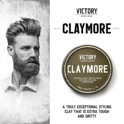 Victory Barber &amp; Brand Claymore Men's Strong Hold Matte Finish Clay Pomade | Made in the USA for the Rough and the Ready