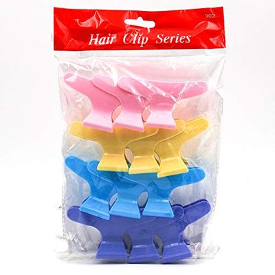 A Set of 12pcs Assorted Color Plastic Butterfly Sectioning Styling Hair Clips Butterfly Clamps Non-slip Chic Styling Claw Hair Clips Hair Salon Accessories (assorted color)