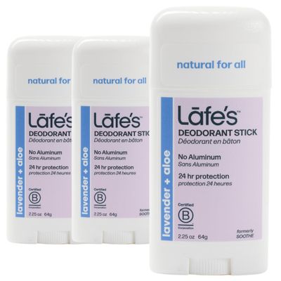 Lafe&#39;s Natural Deodorant | 2.25oz Aluminum Free Natural Deodorant Stick for Women &amp; Men | Paraben Free &amp; Baking Soda Free with 24-Hour Protection (Lavender and Aloe, 2.25 Ounce (3-Pack))