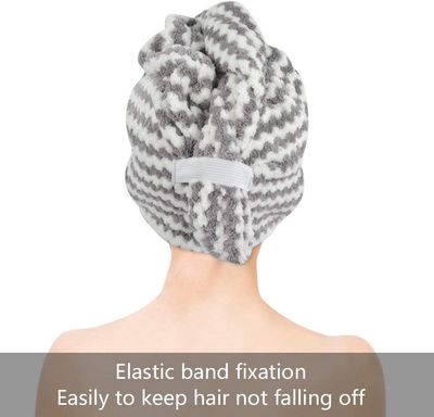 VIVOTE Microfiber Hair Towel Wrap Anti Frizz Hair Turban Hair Drying Towel for Women Wet Hair Absorbent Hair Towel Wrap Head Wrap After Shower 10 x 25.5Inch 3Pack Gray
