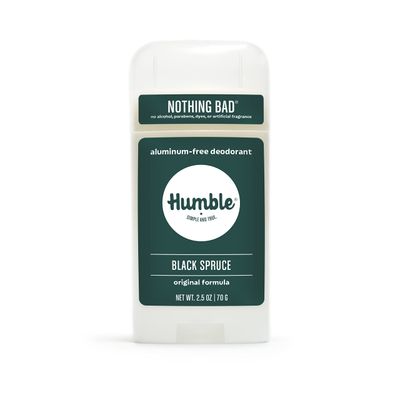 HUMBLE BRANDS Original Formula Aluminum-free Deodorant. Long Lasting Odor Control with Baking Soda and Essential Oils, Black Spruce, Pack of 1