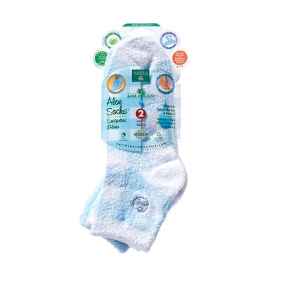Earth Therapeutics Aloe Vera Socks - Infused with Natural Aloe Vera & Vitamin E - Helps Dry Feet, Cracked Heels, Calluses, Dead Skin - Use with Your Favorite Lotions - Blue Plaid