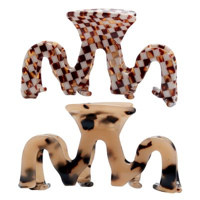 Large Tortoise Shell Claw Clip 3.5 Inch Cellulose Acetate Hair Claw Clips Checkered Hair Claw Clips French Design Hair Jaw Clamp for Women Ladies (2 Pack)