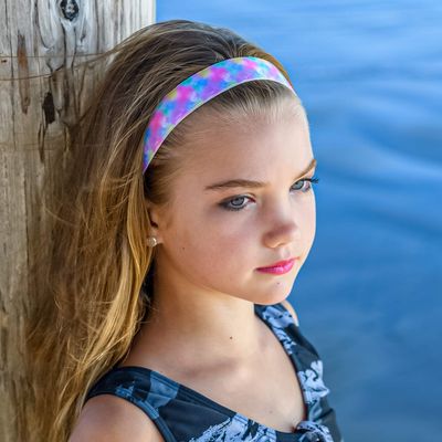 FROG SAC 6 Tie Dye Headbands for Girls, No Slip Adjustable Rainbow Hair Bands for Kids, Stretch Elastic Head Band for Toddlers, Cute Hair Accessories for Children