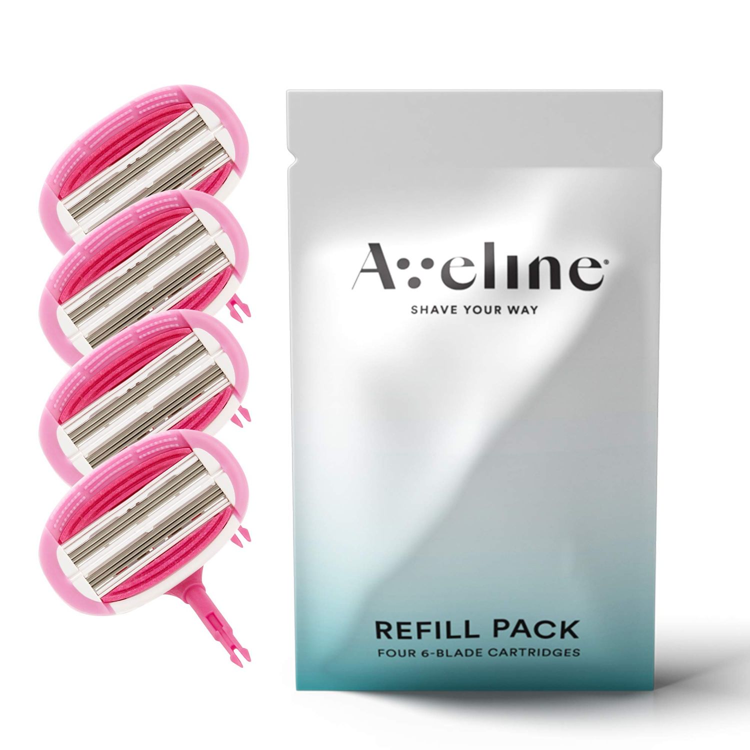 Aveline Smooth Razor Blade Refill 6-Blade Cartridges for Close Shave without Tugging, Pulling, Redness, or Razor Burns - for Sensistive Skin (4 Refills)