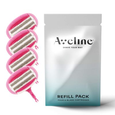 Aveline Smooth Razor Blade Refill 6-Blade Cartridges for Close Shave without Tugging, Pulling, Redness, or Razor Burns - for Sensistive Skin (4 Refills)