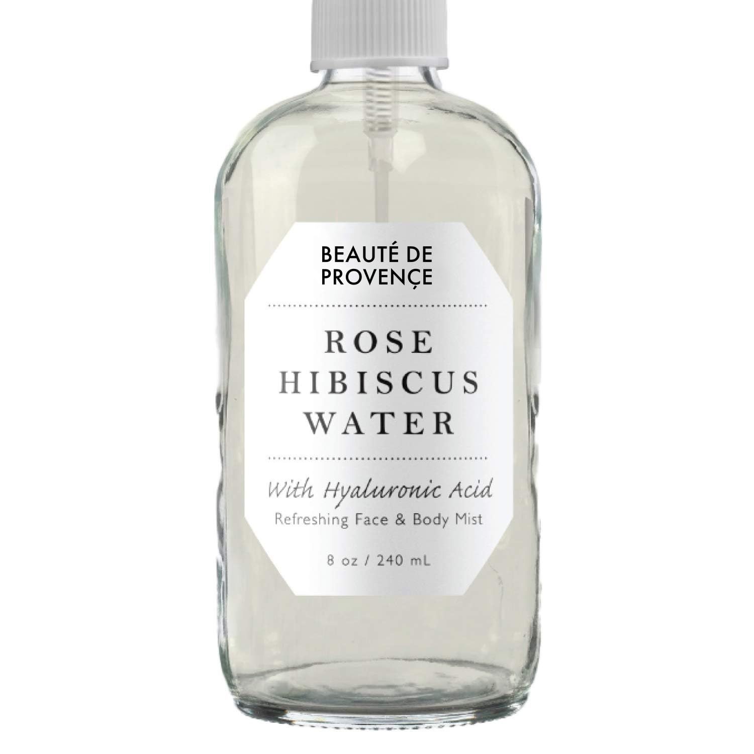 BEAUTE DE PROVENCE Rose Water Spray for Face &amp; Body Refreshment with Moisturizing Hyaluronic Acid and Hibiscus water | Instant Hydration, Cooling, Calming &amp; Conditioning (8 FL OZ)