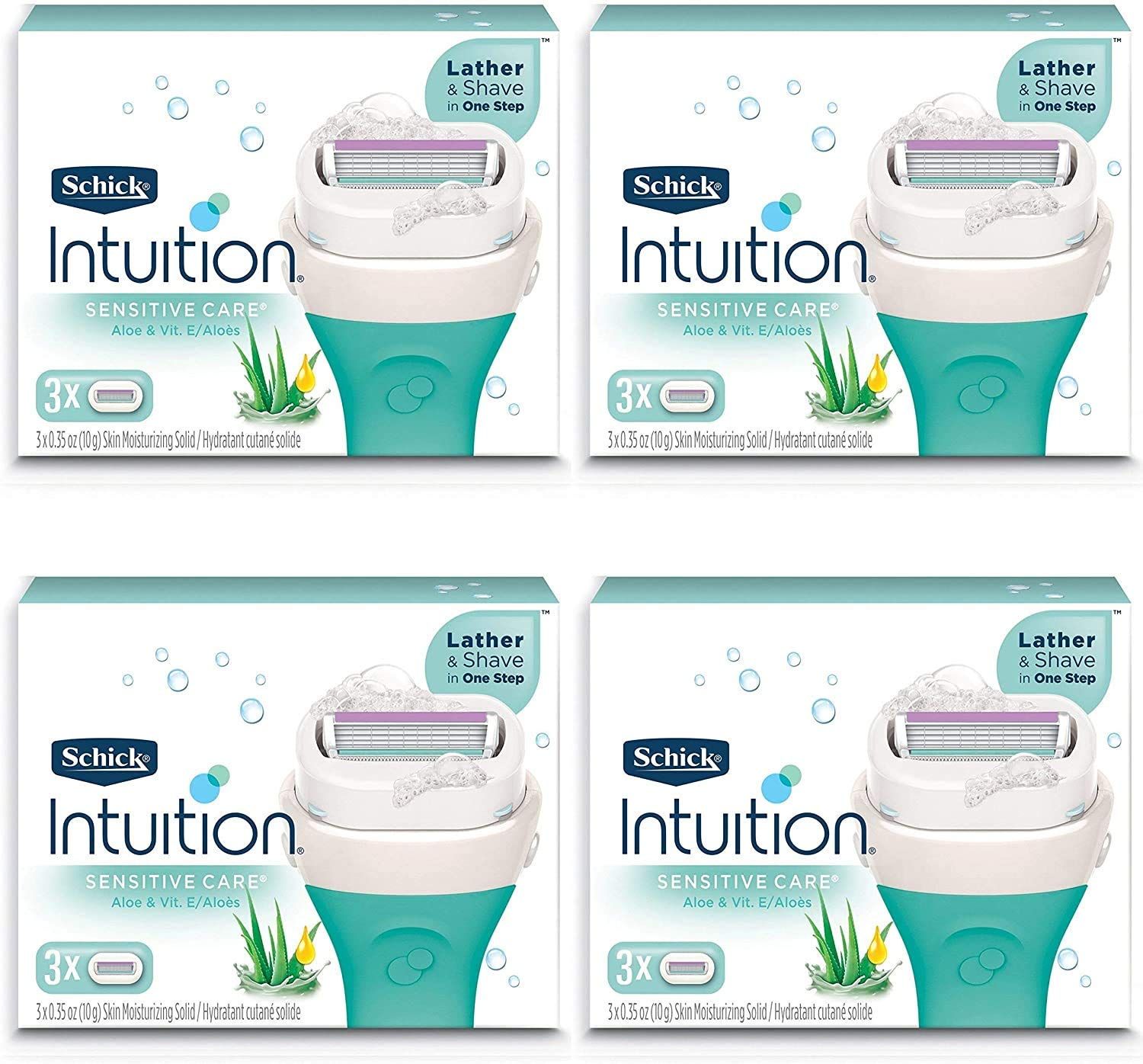Schick Intuition Pure Nourishment Womens Razor Refills with Coconut Milk and Almond Oil, 3 Count (Pack of 4)