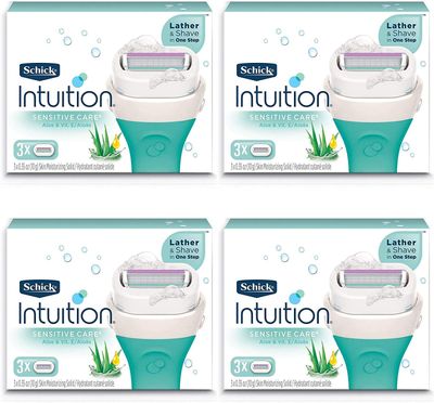 Schick Intuition Pure Nourishment Womens Razor Refills with Coconut Milk and Almond Oil, 3 Count (Pack of 4)