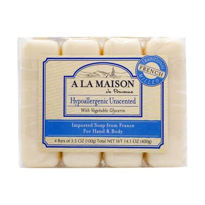 A LA MAISON Hypoallergenic Unscented Bar Soaps, 3.5 Oz - 4 Ea, 3.5 Oz