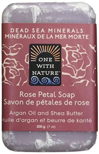One With Nature Rose Petal Dead Sea Mineral Soap, 7 Ounce Bars (Pack of 6)