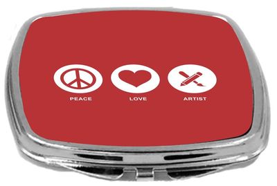 Rikki Knight Peace Love Artist Design Compact Mirror, Red, 2 Ounce