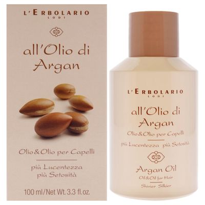 L&#39;Erbolario Argan Oil For Hair - Super-Nourishing, Protective And Shining Treatment - For Softness, Silkiness And Splendor - Delicate Scent Of Hazelnut - For All Hair Types - 3.3 Oz Hair Oil