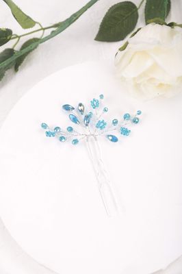 Kercisbeauty Wedding Hair Pins Crystal Hair Accessories for Women Girls Bridal Hair Clips Brides Bridesmaid Hair Dress 2pcs (Blue)