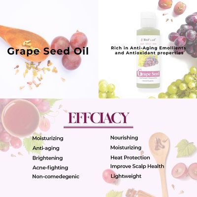 GRAPESEED OIL | 4oz (118ml) | All-Natural | For Hair, Skin &amp; Nails | Moisturizer for Sensitive Skin Types | Refined, Cold Pressed | by Well's Oil