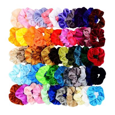 Chloven 55 Pcs Premium Velvet Hair Scrunchies Elastics Bobbles Hair Bands Scrunchy Hair Ties Ropes Scrunchies for Women Girls Accessories