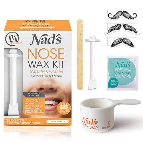Nad&#39;s Nose Wax Kit for Men &amp; Women - Waxing Kit for Quick &amp; Easy Nose Hair Removal, 12g / 0.42oz