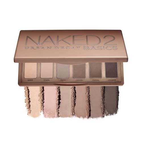 URBAN DECAY Naked 2 Basics Eyeshadow Palette, Velvety Matte Finish, 6 Nude Taupe &amp; Brown Neutral Eye Shadows, Natural Everyday to Smokey Eye Makeup Looks, Travel Friendly Size, Vegan, Cruelty-free