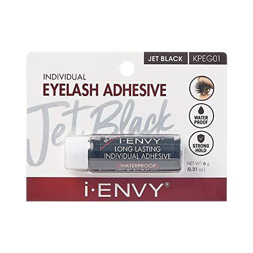 KISS iENVY Individual Cluster Semi-Permanent Lash Glue, Strong Hold &amp; Long-Lasting Waterproof, Easy to Use, Latex Free, Perfect for Sensitive Eyes (Jet Black)