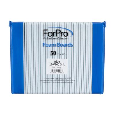 ForPro Professional Collection Blue Foam Board, 120/240 Grit, Mylar Manicure and Pedicure Nail File, 7 l x .75 w, 50 Count