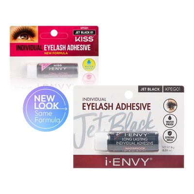 KISS iENVY Individual Cluster Semi-Permanent Lash Glue, Strong Hold &amp; Long-Lasting Waterproof, Easy to Use, Latex Free, Perfect for Sensitive Eyes (Jet Black)