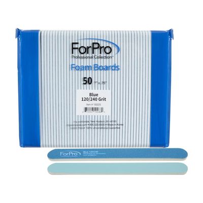 ForPro Professional Collection Blue Foam Board, 120/240 Grit, Mylar Manicure and Pedicure Nail File, 7 l x .75 w, 50 Count