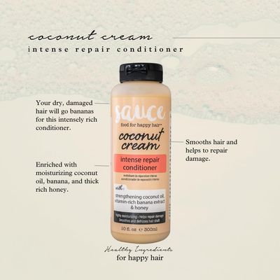 SAUCE BEAUTY Conditioner, Intense Repair Coconut Cream Conditioner (10 Fl Oz) for Dry, Damaged, Frizzy &amp; Curly Hair, Revitalizing Coconut Oil, Banana &amp; Honey, Paraben &amp; Sulfate-Free