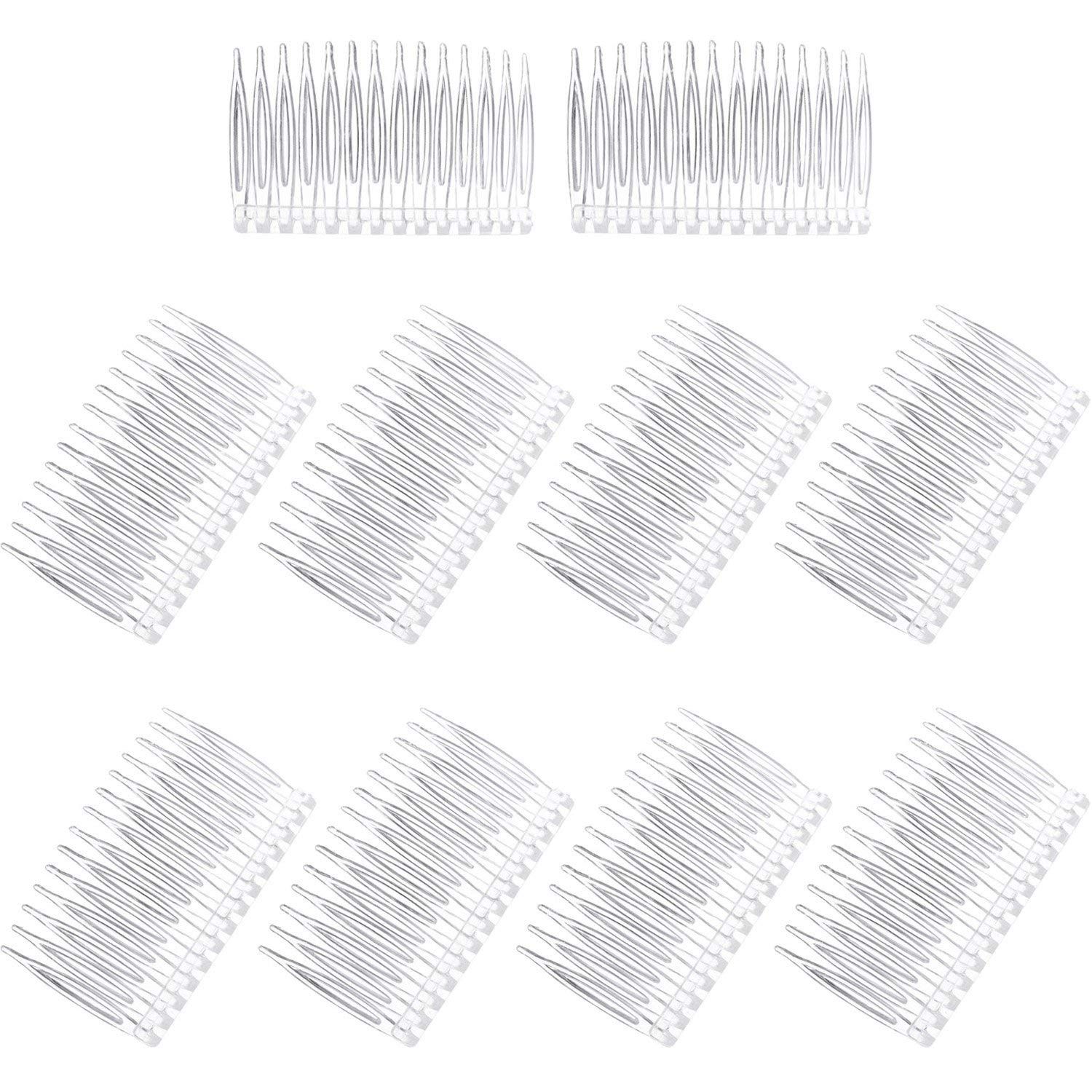 Pangda 10 Pieces Clear Hair Combs Women Hair Clip Combs 14 Teeth Plastic Bridal Wedding Veil Combs for Girl Fine Hair Styling Accessories
