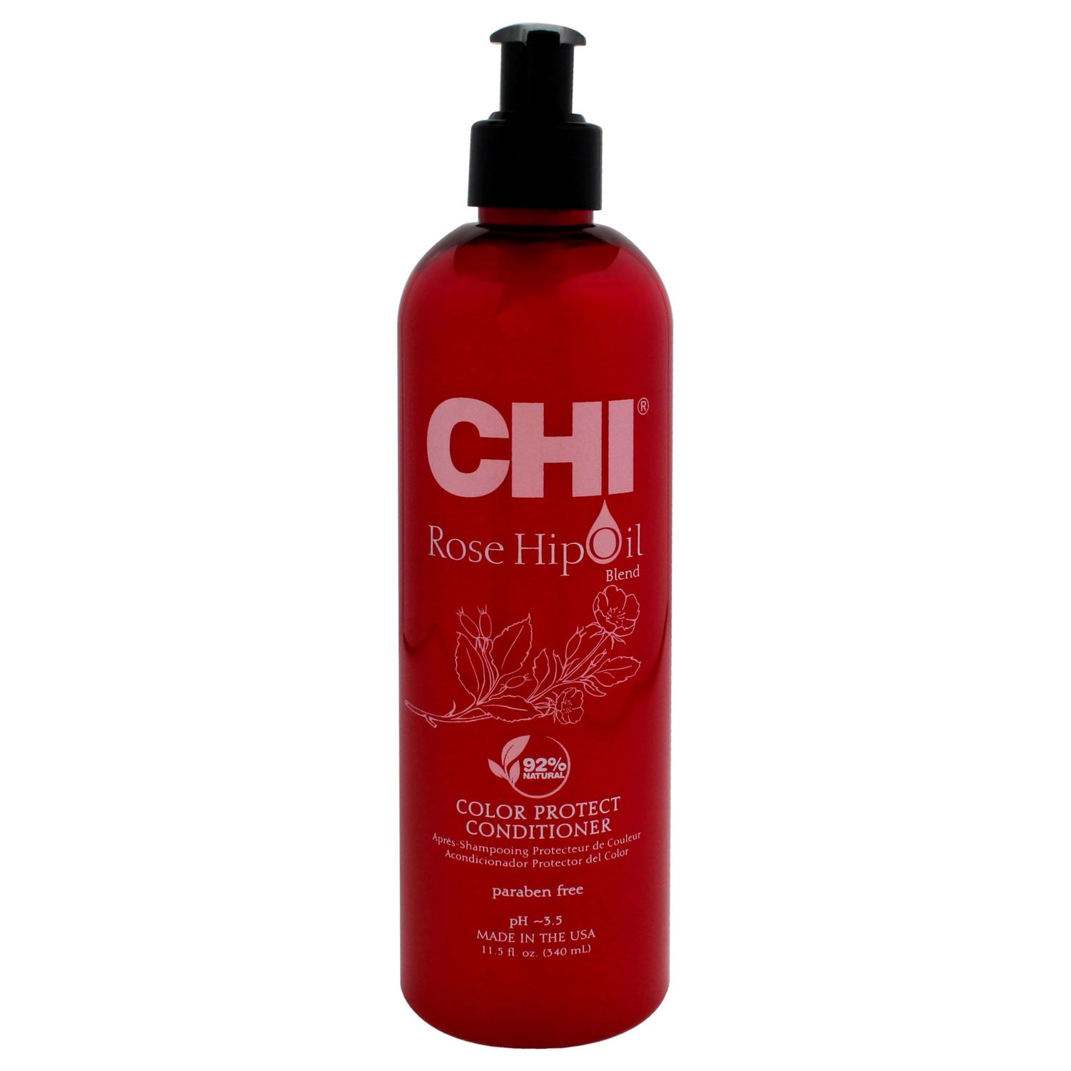 CHI Rosehip Oil Protecting Conditioner, Restores Moisture To Color-Treated Hair &amp; Helps Retain Color, Sulfate, Paraben, &amp; Cruelty-Free, 11.5 Oz