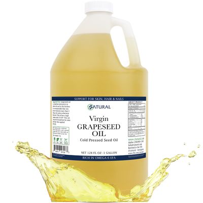 Zatural Grapeseed Oil Organically Grown 100% Pure Cold Pressed Virgin High Tempurature Cooking Oil 128oz (1 Gallon)