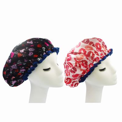 Bleu Bath (2 Pack) Sexy Lovely Fashion Style Hair Cap Extra Large Double Layer Lined Waterproof Durable Eco-Friendly Shower Cap with Tight Elastic-Fashionista Collection Bath Cap (Lovely Style)