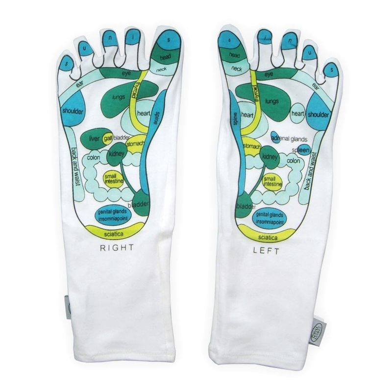 Deluxe Comfort Women's Smart Step Moisturizing Spa Socks, One Size Fits All - Reflexology Single Toe Design - Helps Prevent Dry Skin - Far East Healing Principles - Socks, White