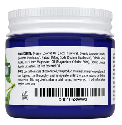 Kaiame Naturals Natural Deodorant (Tea Tree) with Activated Charcoal Powder, All Natural and Organic Ingredients, No Aluminum, Parabens, or Phthalates