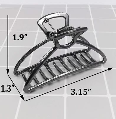 HH&amp;LL Hair Clips, Metal Hair Claw Barrette Clamp Jaw for Women (2, Black+ Silver)